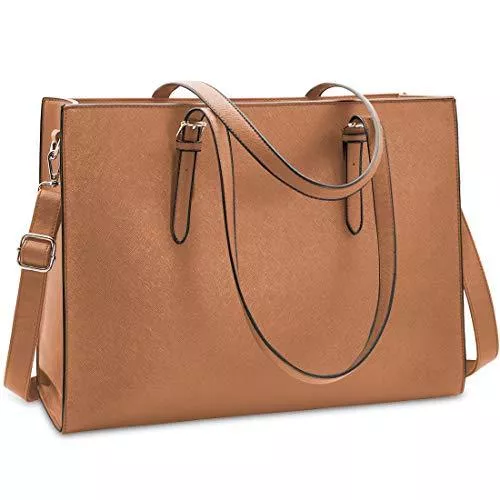 NUBILY Taschen & Rucksäcke NUBILY Handtasche Shopper Damen Große Schwarz Handtasche Leder Umhängetasche Arbeitstasche Gross Laptop Business Schule Taschen 15.6 Zoll Braun