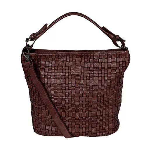 Bear-Design Taschen & Rucksäcke Damen Leder Tasche,Shopper, Henkeltasche, Beuteltasche, Leder Beutel geflochten, geflochtene Leder Tasche