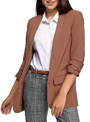 oodji Ultra Blazer oodji Ultra Damen Verschlussloser Blazer mit 3/4-Ärmeln