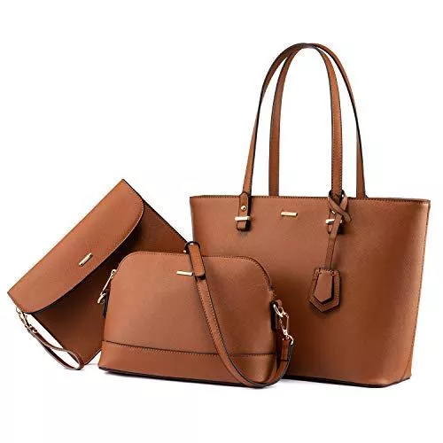 LOVEVOOK Taschen & Rucksäcke LOVEVOOK Handtaschen Damen Shopper Tasche Tragetasche Damen Schultertasche Groß Designer Elegant Ümhängetasche Henkeltasche Set 3-teiliges Set - Brown