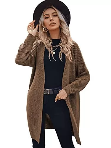 DIDK Strickjacken DIDK Damen Cardigan Strickjacke Raglanärmel Pullover Pulli Jacke Sweater Offener Vorderseite Mantel