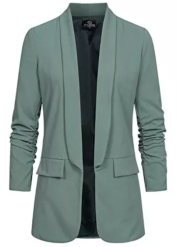 Styleboom Fashion Blazer Styleboom Fashion® Damen 3/4 Arm Longform Blazer 2 Deko Taschen