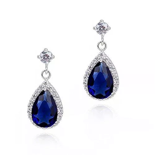 Crystalline Azuria Schmuck Crystalline Azuria Hochzeit Tropfenform Ohrhänger mit Weiß Grün Blau Zirkonia Kristalle 18 kt Weiß Vergoldet für Damen