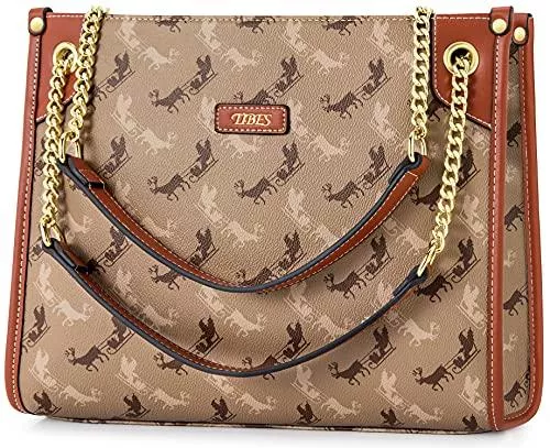 TIBES Taschen & Rucksäcke TIBES Handtaschen Damen,Mode Vegan Leder Tote Bag für Damen Top Handle Vintage Schultertaschen