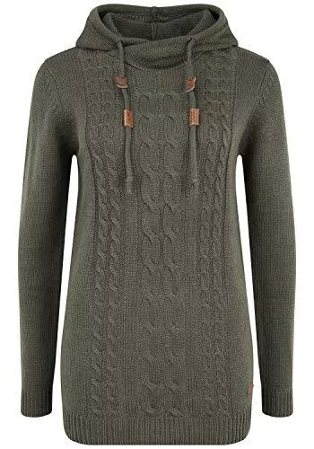 OXMO Kapuzenpullover OXMO Cable Damen Strickpullover Grobstrick Pullover Mit Kapuze