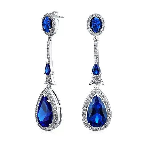 Bling Jewelry Schmuck Art-Deco-Große Mode Lange Teardrop Statement Aaa Cz Kronleuchter Baumschmink Baumeln Ohrringe Für Frauen Urlaub Simuliert Edelsteine