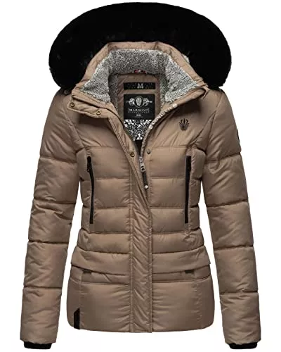 MARIKOO Jacken MARIKOO warme Damen Winterjacke Steppjacke mit kuschligem Teddyfell B894