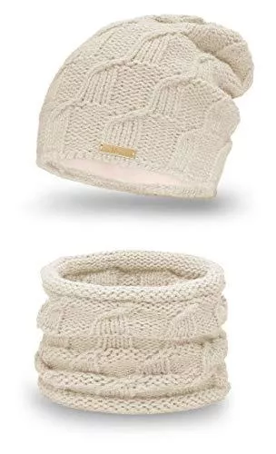 Mikos Hüte & Mützen Mikos Wurm Winter Kombi Set aus Winter Schal und passender Strickmütze/Beanie (686)