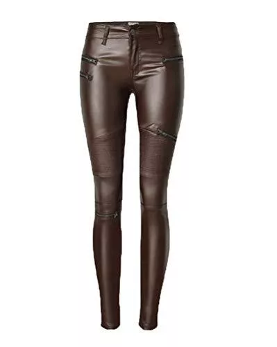 ADEN Jeans ADEN Damen Leggings PU Leder Stretch Low Rise Multi Reißverschluss Röhrenhose Skinny Jeggings