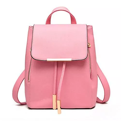 Pahajim Taschen & Rucksäcke Pahajim Damen Rucksack Mädchen Leicht Schulrucksäcke PU Leder Waterproof Umhängetasche Mode Rucksack Fit Schule Reise Arbeit Geeignet als Geschenk für Mädchen(Pink)
