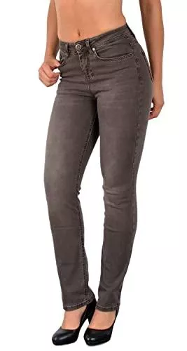 ESRA Jeans ESRA Damen Straight Fit Jeans Hose Damen Jeanshose Stretch gerader Schnitt bis Übergröße G800
