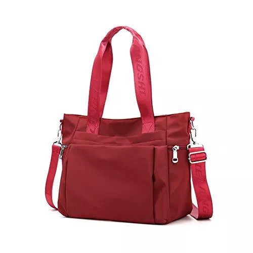 YANAIER Taschen & Rucksäcke YANAIER Damen Handtaschen Schultertasche Wasserdicht Nylon Casual Multifunktionale Umhängetaschen Damen Hobos Schultertasche Shopper Tasche Burgund