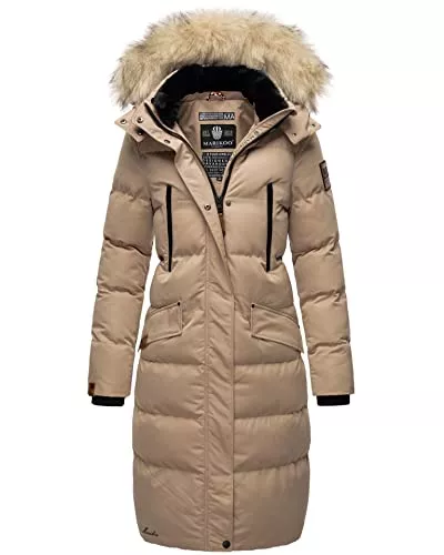 MARIKOO Mäntel MARIKOO lange Damen Winterjacke warmer Parka gesteppt mit Kapuze B890
