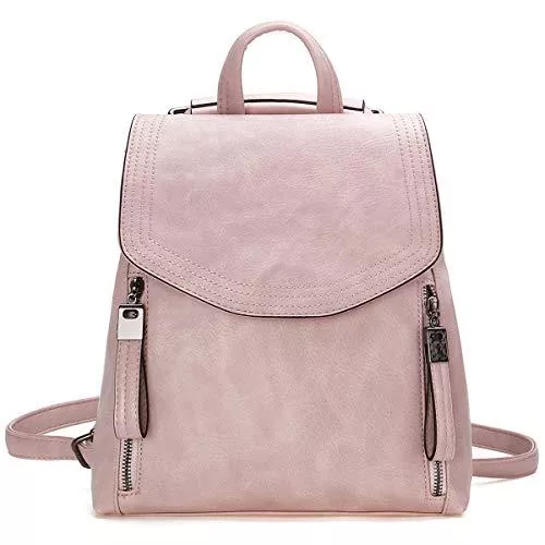 JOSEKO Taschen & Rucksäcke JOSEKO Rucksäcke Damen, Handtasche Frauen PU Rucksack Schule Umhängetasche für Hochschule Mädchen Schultertasche mit Verstellbaren Trägern(Hellrosa)