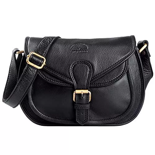 WILD WOODS Taschen & Rucksäcke WILD WOODS® Damen Ledertasche Umhängetasche Handtasche Schultertasche Rind-Nappaleder Schwarz