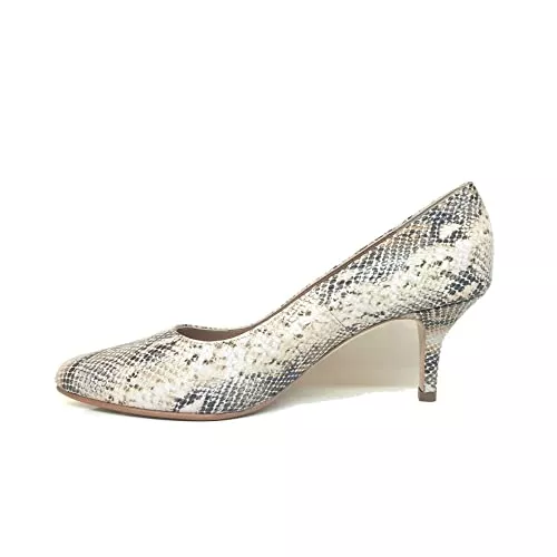 Gennia High Heels Isabel - Bequeme Damenpumps aus Leder, Spitz Zulaufend, Mittelhoher 6 cm Stiletto-Absatz - Lederfutter - Modetrend: Elegant Stiletttos - Animal-Print, Schlangenprägung, Beige