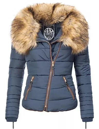 Navahoo Jacken Navahoo Damen Winterjacke Steppjacke mit abnehmbarem Kunstfellkragen Azu XS-XL