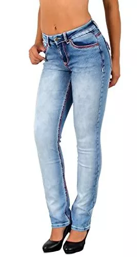ESRA Jeans ESRA Damen Jeans Jeanshose Damen Hose Straight Leg Dicke Naht Jeanshosen Damenjeans bis große Größen J755