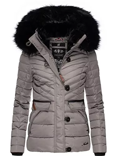 Navahoo Jacken Navahoo Damen Winterjacke Steppjacke mit Abnehmbarer Kunstfell-Kapuze Wisteriaa XS-XXL