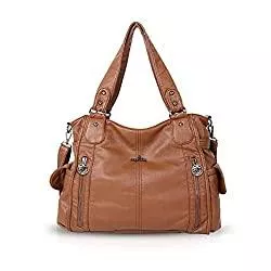 NICOLE &amp; DORIS Taschen & Rucksäcke NICOLE &amp; DORIS Damen Handtaschen Groß Retro Schultertasche Hobo Bag Leder Frauen Umhängetasche Caffe