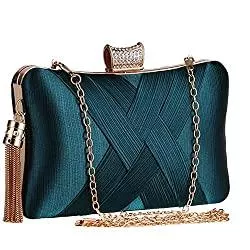 BAIGIO Taschen & Rucksäcke BAIGIO Damen Clutch Abendtasche Elegant Handtasche Kettetasche mit Quasten Anhänger für Hochzeit (Grün)