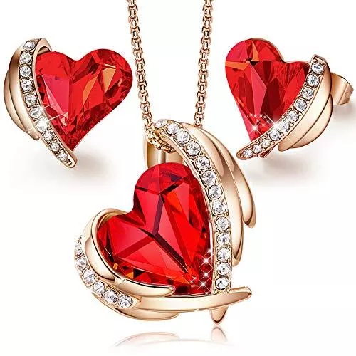 CDE Schmuck CDE Schmuckset Damen Geschenke für Frauen Herz Halskette Kette Ohrringe Set, Weihnachten Valentinstag Muttertags Schmuck Geschenk für Frauen, Freundin, Ehefrau, Mädchen, Freunde