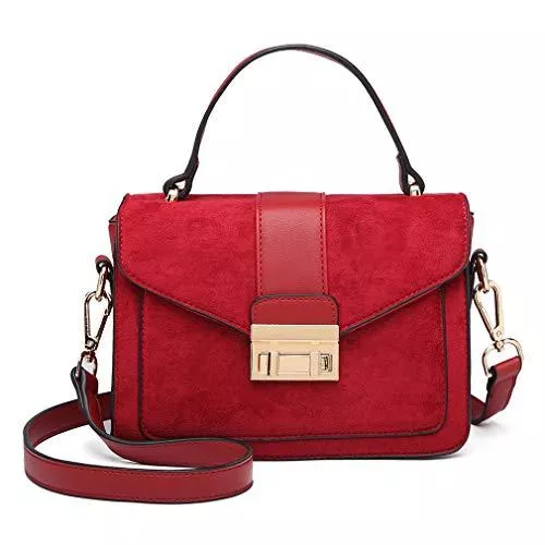 Miss Lulu Taschen & Rucksäcke Miss Lulu Handtasche Klein Henkeltasche Damen Elegante Schultertasche Suede Kunstlerder Shopper