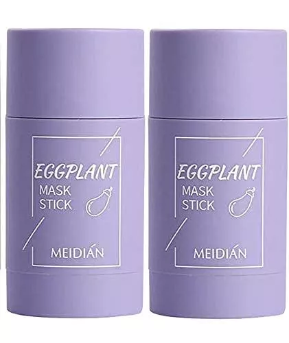 jillbang Accessoires 2PCS Grüner Tee Purifying Clay Stick Mask Ölkontrolle Anti-Akne-Aubergine Fest Fein, Befeuchtet und kontrolliert das Öl, Akne-Clearing, Mitesserentferner (2x Aubergine)