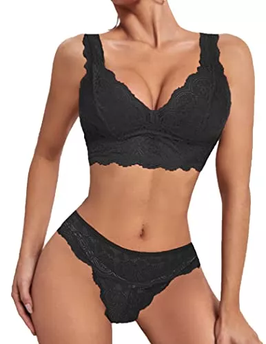 ELOVER Unterwäsche & Dessous ELOVER Damen-Dessous, einteilig, Spitze, Teddy, sexy Babydoll, tiefer V-Ausschnitt