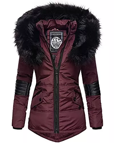 Navahoo Jacken Navahoo Damen Winter Jacke Parka Trend Kurzmantel Mega Fellkragen Kapuze Warm NRVA