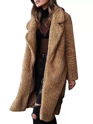 Minetom Mäntel Minetom Damen Mantel Plüschjacke Winterjacke Steppjacke Elegant Vorne Öffnen Plüsch Warmen Oversize Boyfriend Outwear Cardigan Lange Jacke Langarm Einfarbig Parka