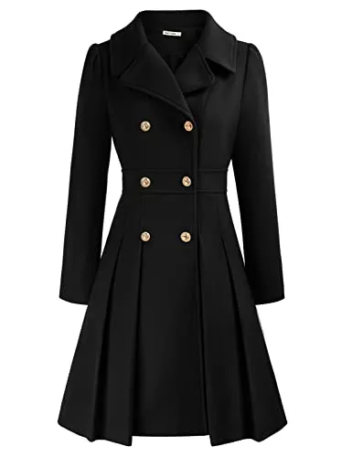 GRACE KARIN Mäntel GRACE KARIN Damen Mantel Wintercoat Revers Mantel Trenchcoat Winter Lang Swing-Mantel Jacke Outwear mit Gürtel CLX005A20