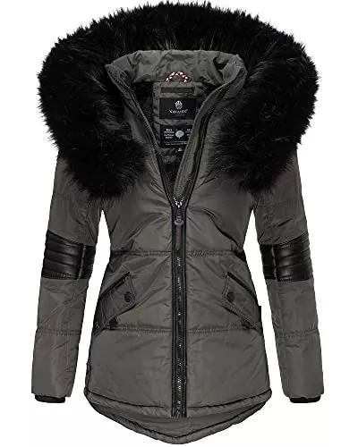 Navahoo Mäntel Navahoo Damen Winter Jacke Parka Trend Kurzmantel Mega Fellkragen Kapuze Warm NRVA