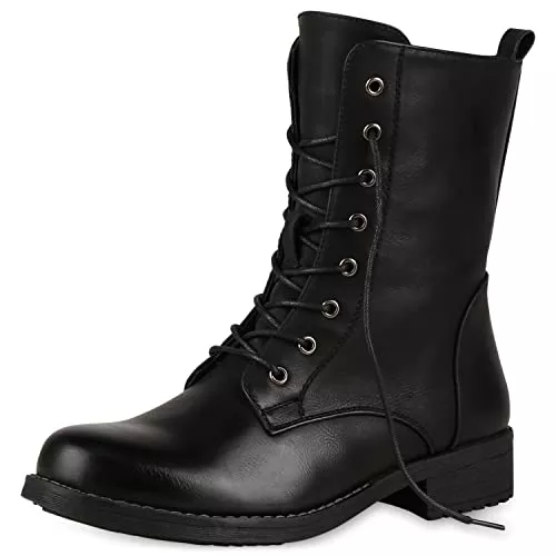 VAN HILL Stiefel VAN HILL Damen Schnürstiefeletten Leicht Gefüttert mit Blockabsatz Profilsohle