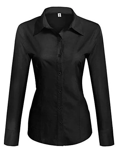 UNibelle Langarmblusen UNibelle Bluse Damen Shirt Langarm hemdbluse elegant mit Knopfleiste Baumwolle Basic Shirt tailliert Businesshemd