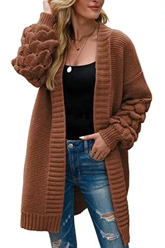 Kapoohott Strickjacken Kapoohott Damen Strickjacke Lang Casual Cardigan Strickmantel Open Front Winter Cardigan
