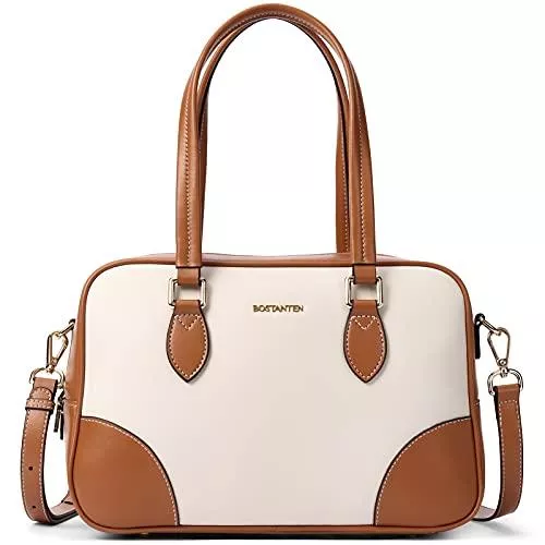 BOSTANTEN Taschen & Rucksäcke BOSTANTEN Damen Umhängetasche Leder Henkeltasche Schultertasche Elegant Tragetasche Designer Ledertaschen Top Handle Bag Beige