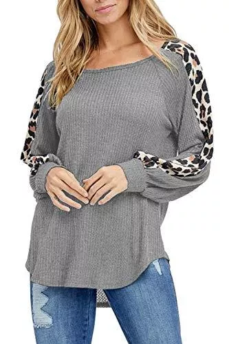 Viottiset Pullover & Strickmode Viottiset Damen Oberteile Sexy Leopard Print Locker Langarmshirts