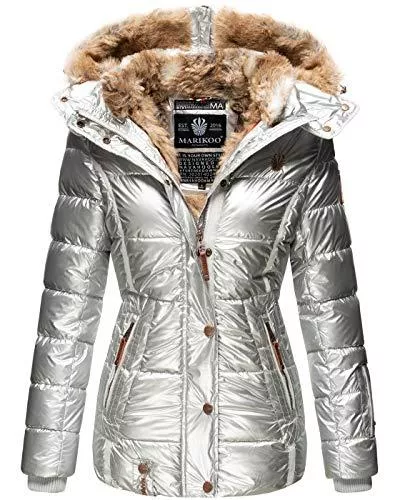 MARIKOO Jacken MARIKOO warme Damen Winter Jacke Winterjacke Steppjacke gefüttert Kunstfell B658