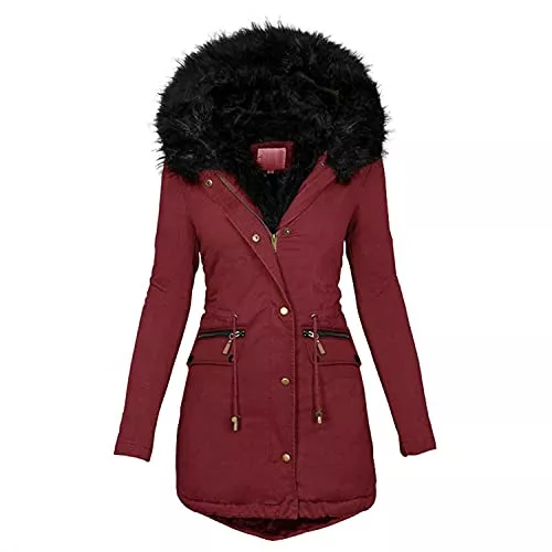 Copelsie Mäntel Copelsie Wintermantel Damen Langarm Baumwolljacke Tarnung Winterjacke Dickere Warm Winterparka Reißverschluss Tasche Mantel Freizeit Parka Winddicht Kälteschutz Windjacke Angenehm Übergangsjacke