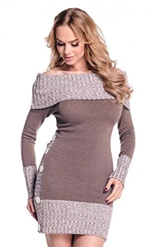 Glamour Empire Freizeit Glamour Empire Damen Stretch Carmen-Pullover Tunika Grobstrick Strickkleid. 913