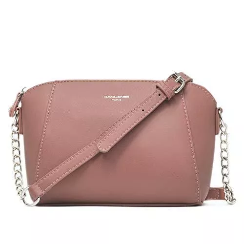 David Jones Taschen & Rucksäcke David Jones - Damen Kleine Umhängetasche - Frauen Schultertasche PU Leder Messenger Crossbody Bag - Kette Handtasche Abendtasche Clutch Pochette Citytasche Kettenhenkel Mode Elegante - Rosa