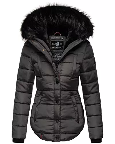 MARIKOO Jacken MARIKOO warme Damen Winter Jacke Winterjacke Steppjacke gefüttert Kunstfell B618