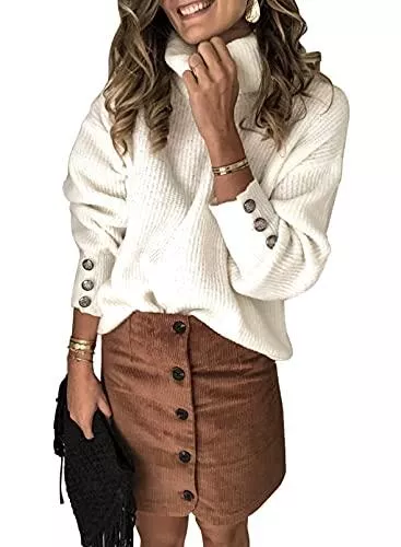 FIYOTE Pullover & Strickmode FIYOTE Damen Pullover Winter Strickpullover Casual Streifenpullover Warm Rollkragenpullover Elegant Pullover Oberteile S-XXL