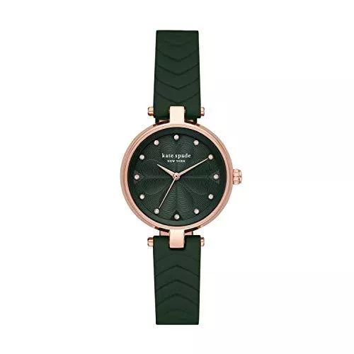 Kate Spade New York Schmuck Kate Spade New York Annadale - Analoge 3-Zeiger-Armbanduhr für Damen mit grünem gestepptem Lederarmband - KSW1544