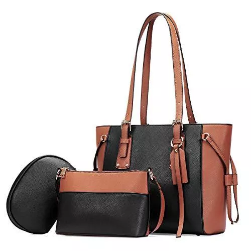JOSEKO Taschen & Rucksäcke JOSEKO Handtasche Damen Set Taschen Damen Shopper Schultertasche Umhängetasche Geldbörse Elegante PU Tasche Groß 3-teiliges Set für Büro Schule Einkauf Reise Geschenk