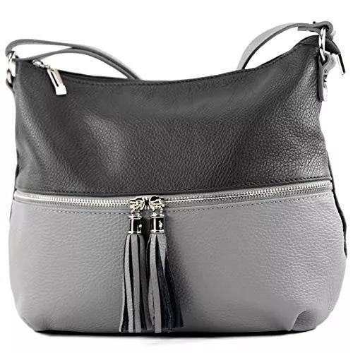modamoda de Taschen & Rucksäcke modamoda de - T159 - ital Umhängetasche Schultertasche aus Leder