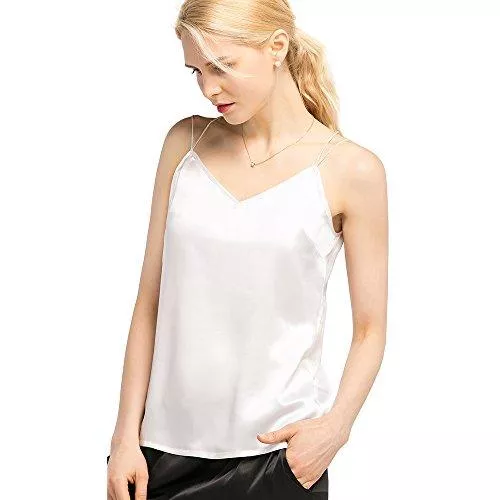LilySilk Ärmellose Blusen LilySilk Bezaubernd Seide Kamisol Seidentop V-Ausschnitt Oberteil aus Seide von 19 Momme Verpackung MEHRWEG
