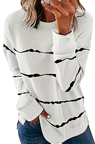 SMENG Pullover & Strickmode SMENG Frauen Tie Dye Loose Crewneck Pullover Sweatshirt Langarm Tops