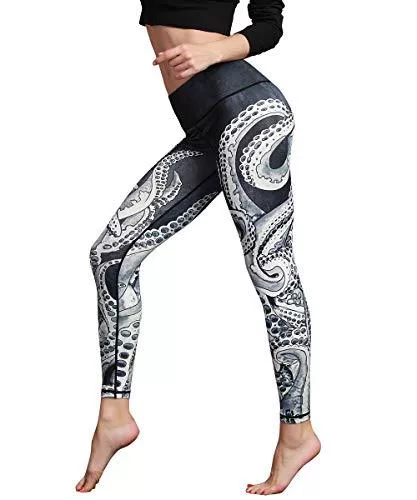 HAPYWER Leggings HAPYWER Yoga Leggings Damen High Waist Gym Sport Leggings Tummy Control Yoga Hosen Running Workout Kompressionsstrumpfhose Stretch Trainingshose mit Aufdruck